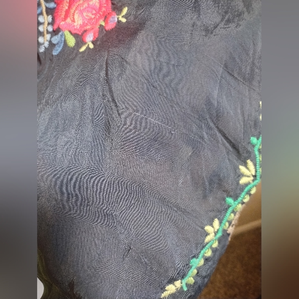 Johnny Was Navy Embroidered Floral Tunic with Pink & Purple Accents - Picture 10 of 16
